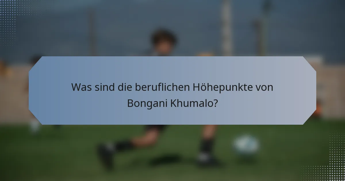 Was sind die beruflichen Höhepunkte von Bongani Khumalo?