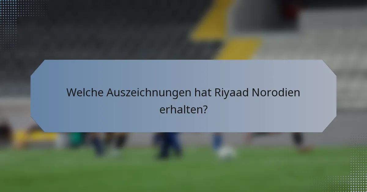 Welche Auszeichnungen hat Riyaad Norodien erhalten?